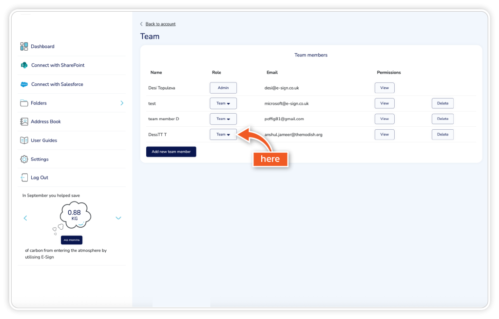 Make a team member an admin step 3
