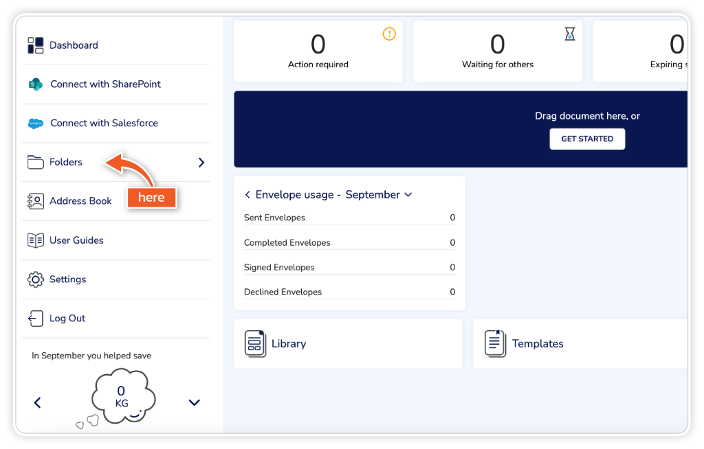 Add folders to your account step 1