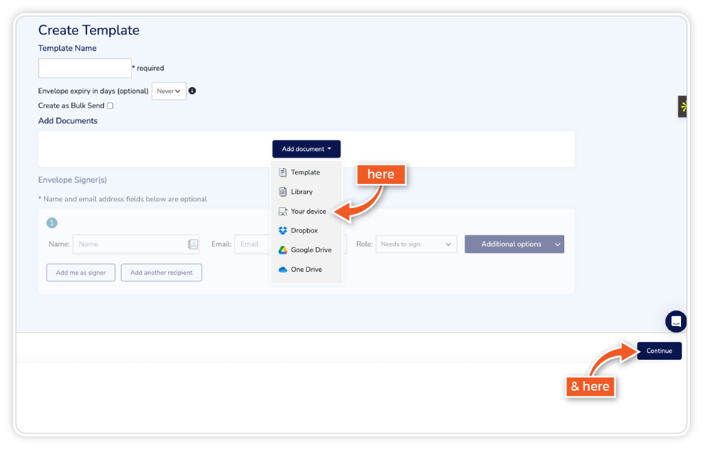 Create a template for bulk send step 3