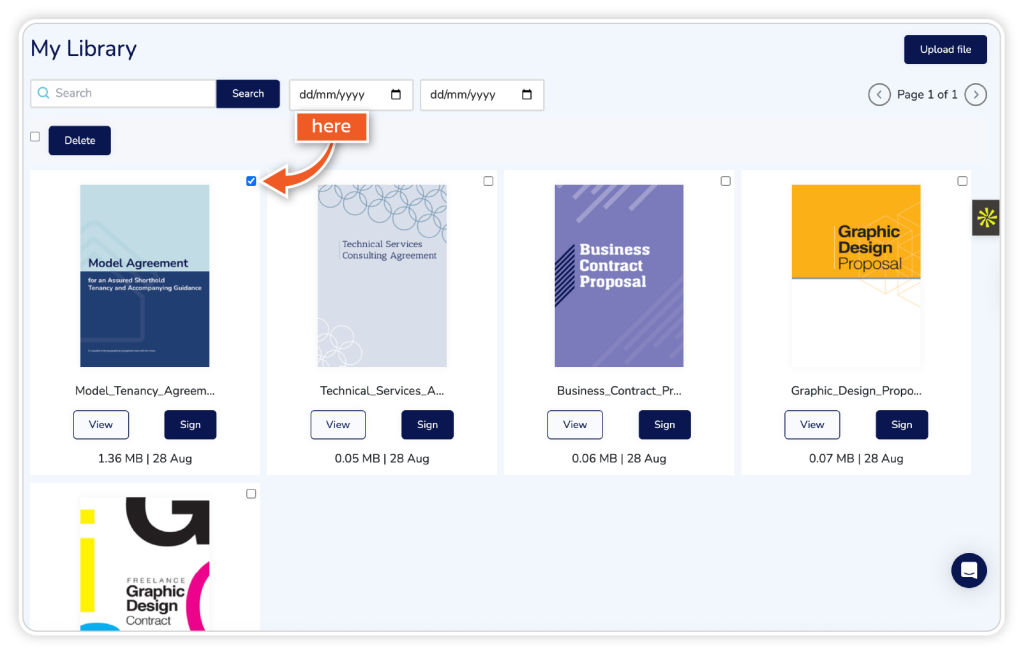 Delete documents from your library step 2