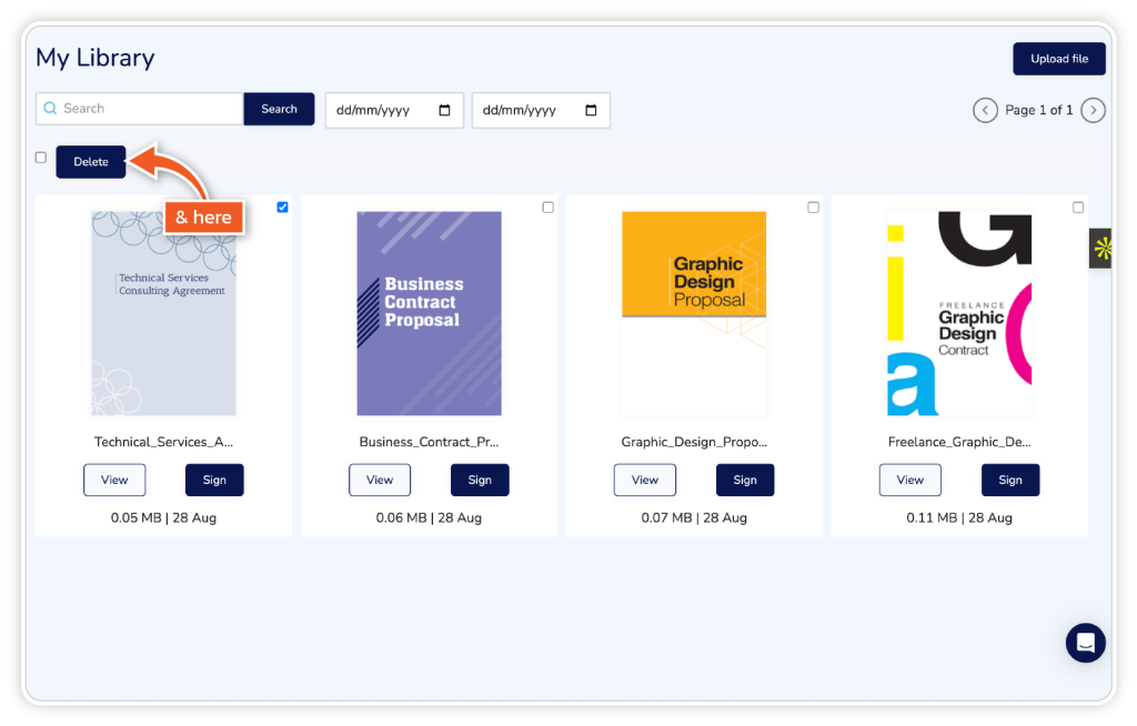 Delete documents from your library step 3