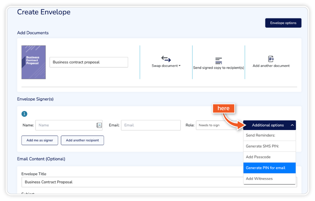 Generate secure email pin step 3