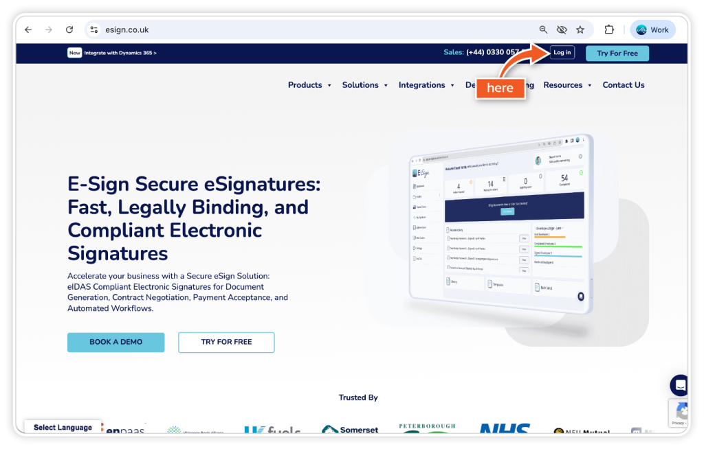 Log in with SSO step 1