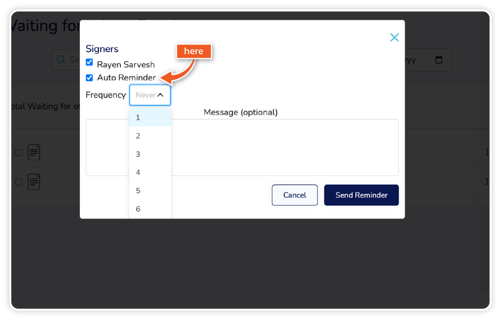 Send reminders for pending envelopes step 4