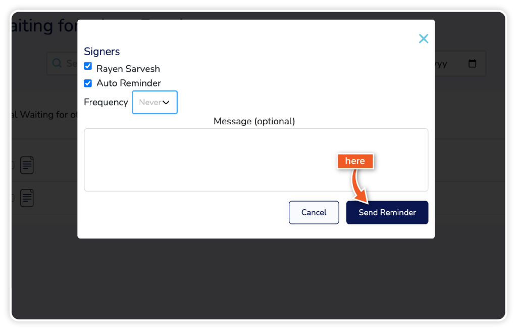 Send reminders for pending envelopes step 5