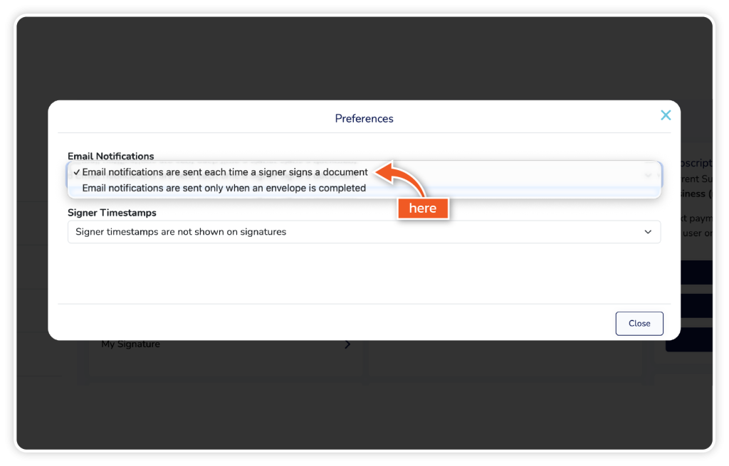 Set up email notification preferences step 3