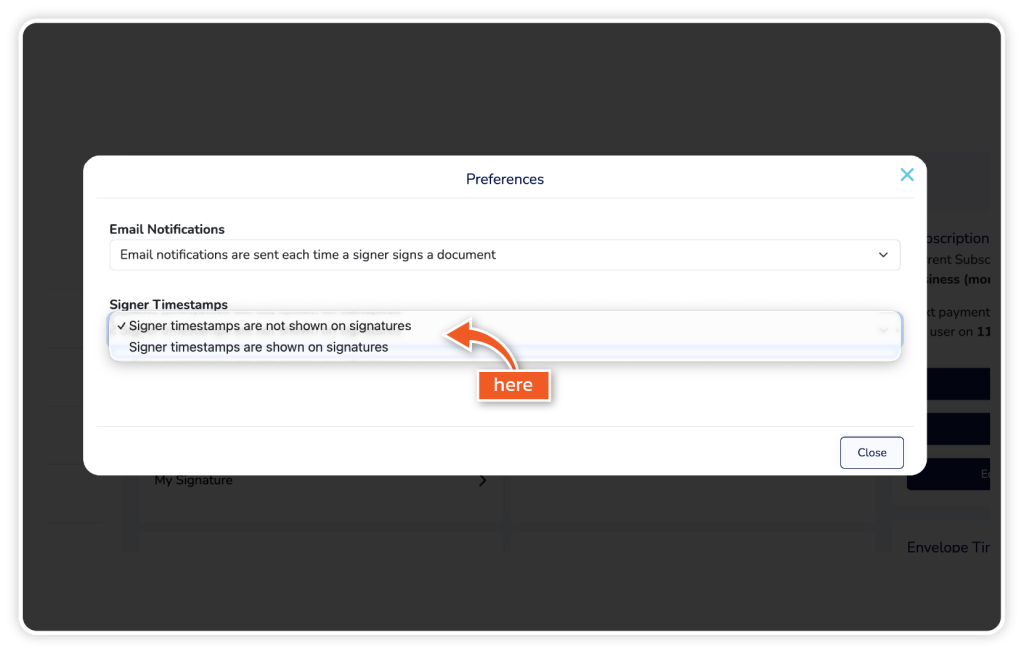 Set up signer timestamp preferences step 3