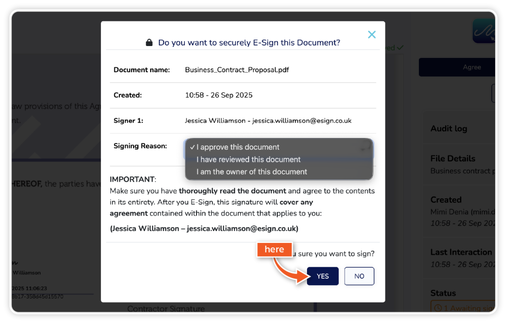 Sign documents with 21 CFR step 4