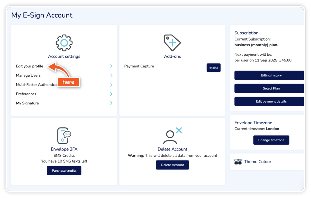 Update account settings step 2