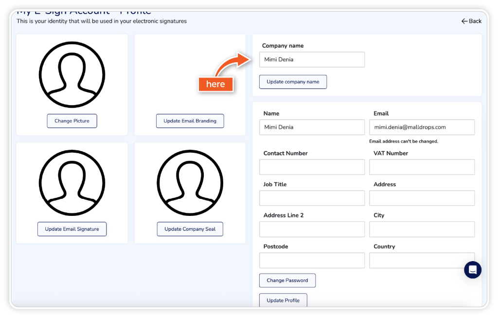 Update account settings step 3