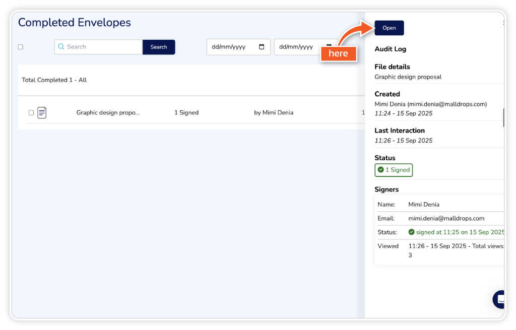 View and download completed documents step 3