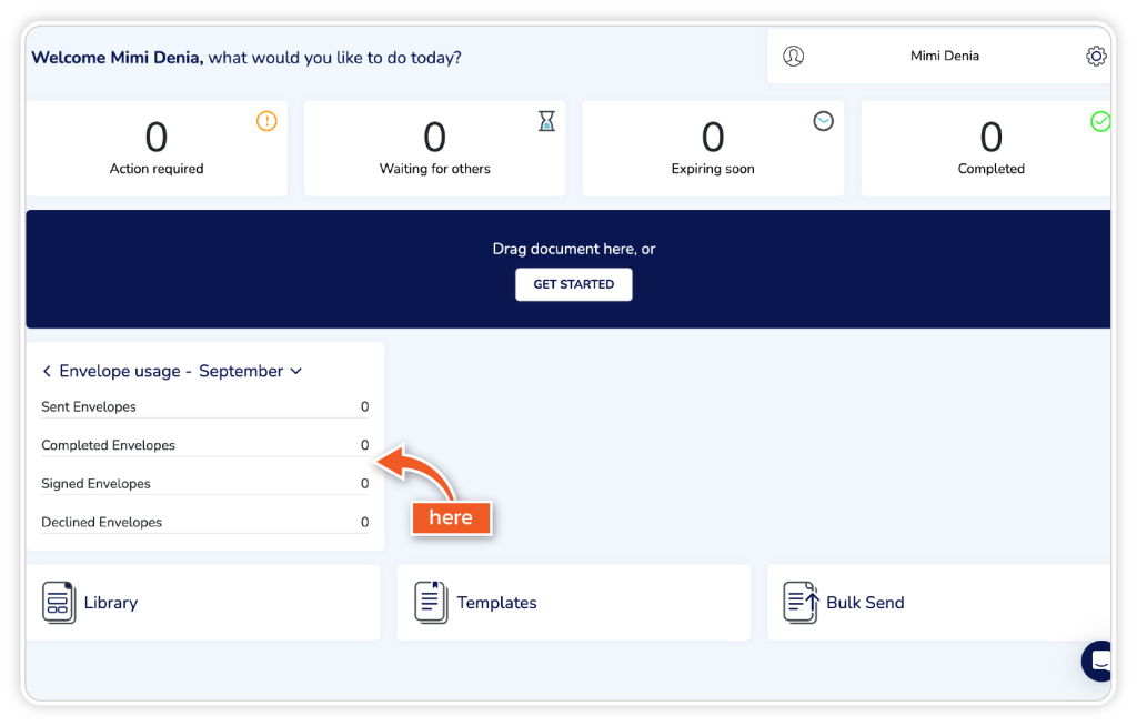 View monthly envelope usage step 1