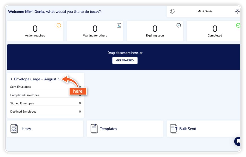 View monthly envelope usage step 2