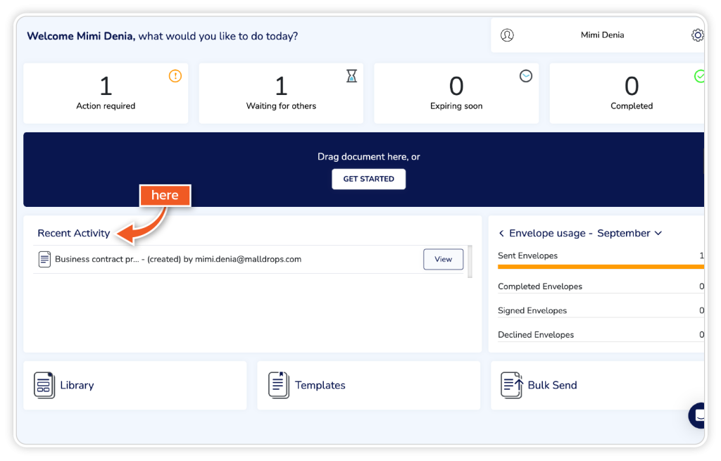 View recent user activity step 1