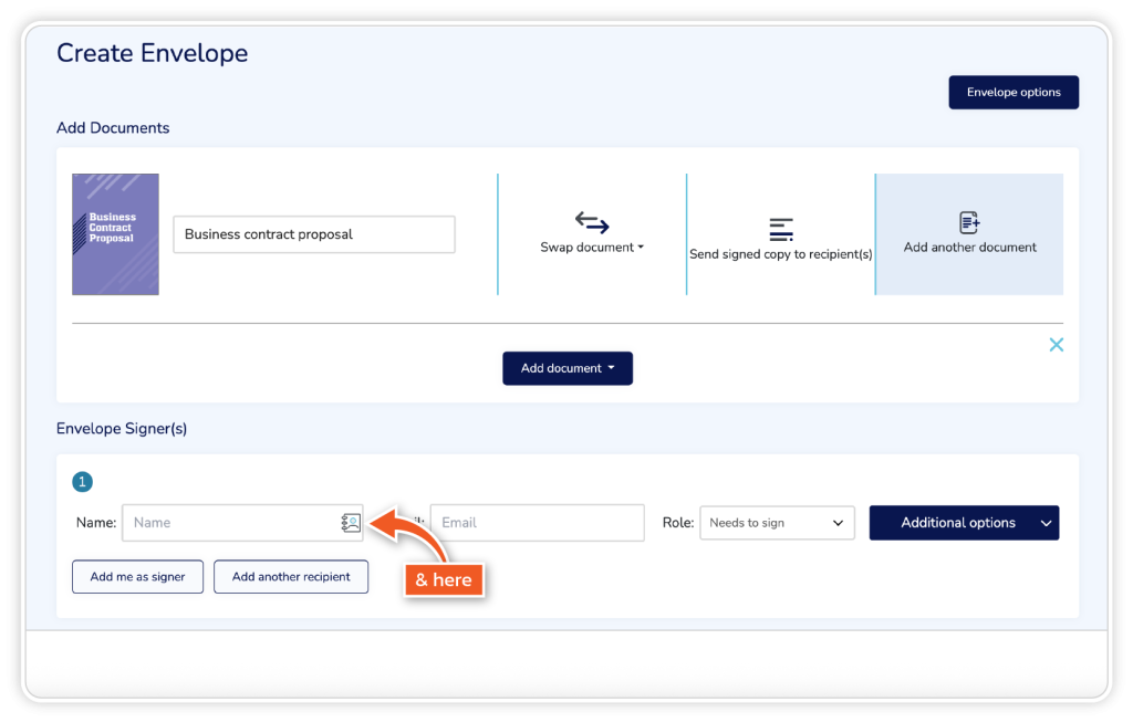Create envelope with data tags step 4