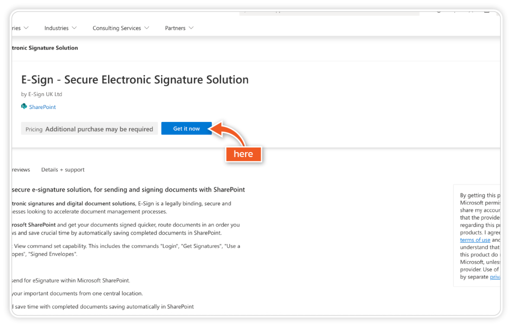 Install eSign for SharePoint step 2