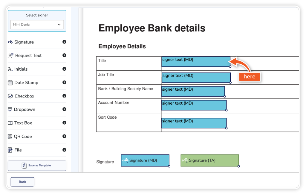 Create envelope with data tags step 5