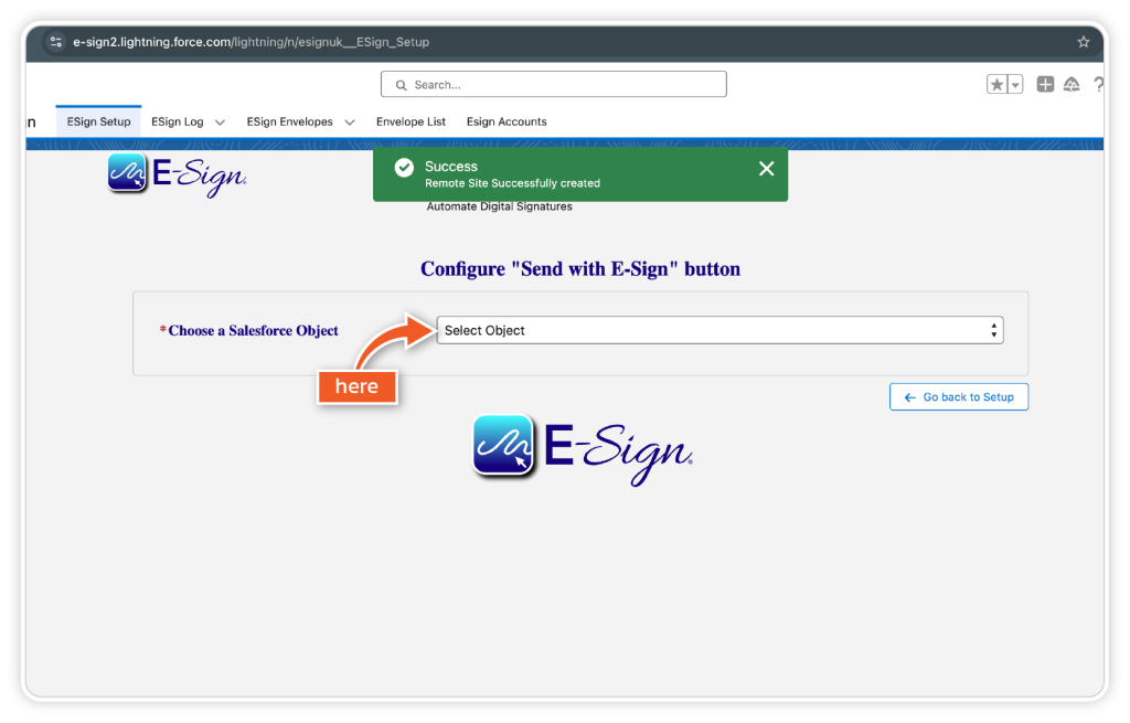 Install eSign for Salesforce step 10