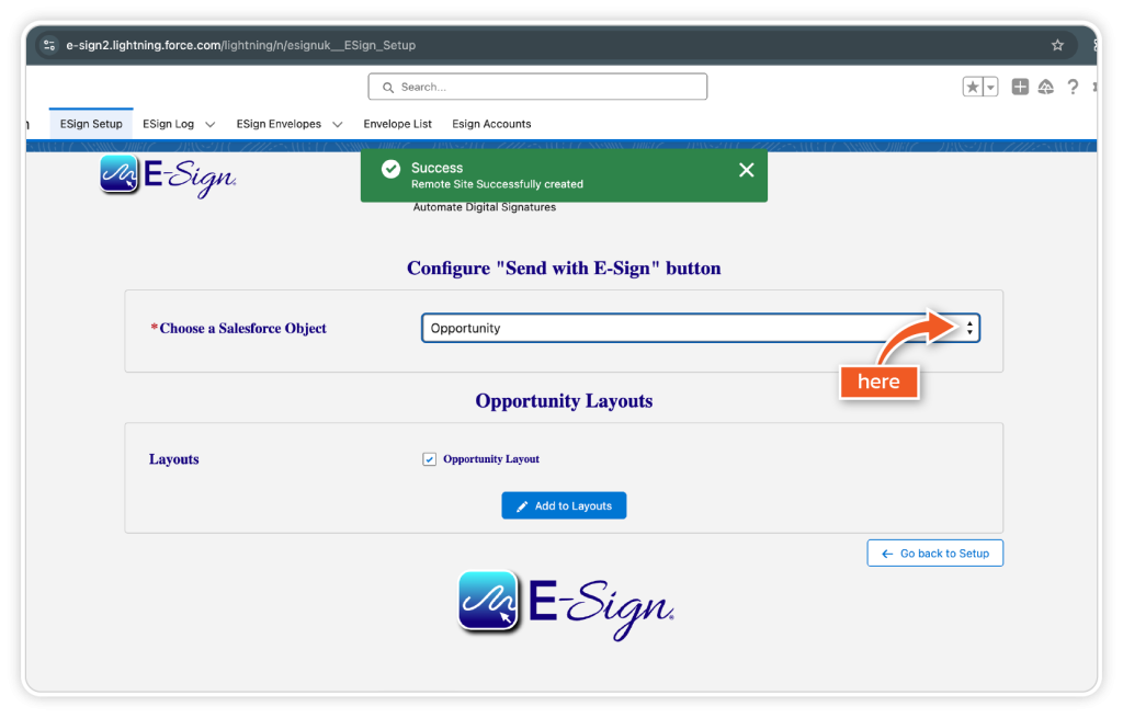 Install eSign for Salesforce step 11