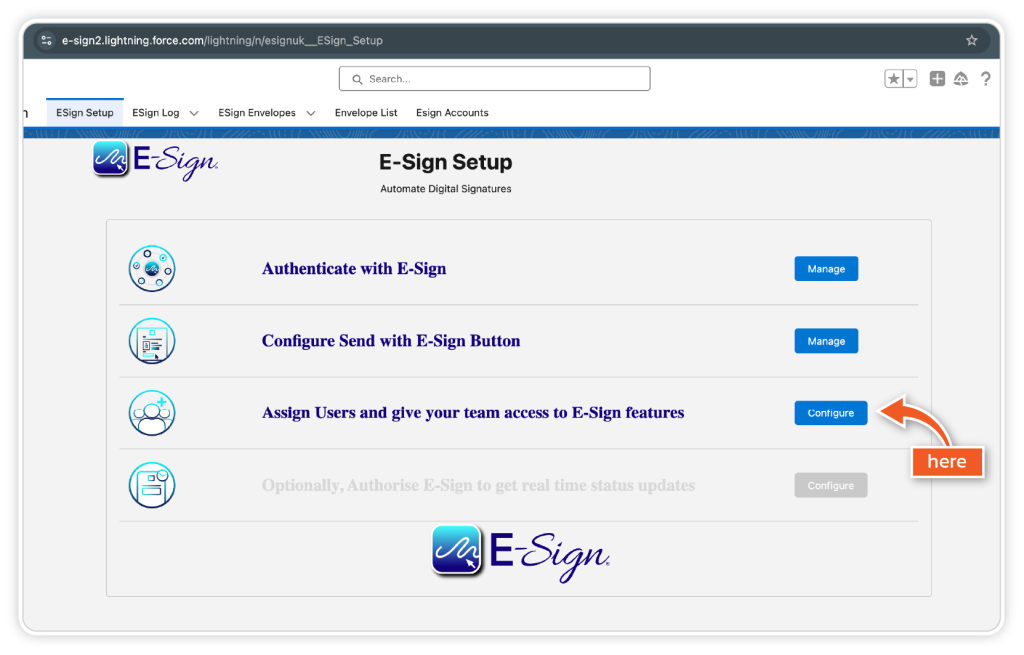 Install eSign for Salesforce step 12