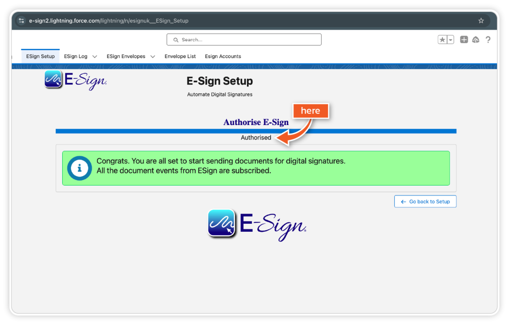 Install eSign for Salesforce step 15