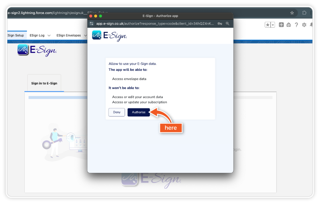 Install eSign for Salesforce step 6