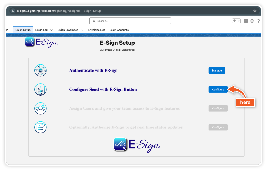 Install eSign for Salesforce step 8