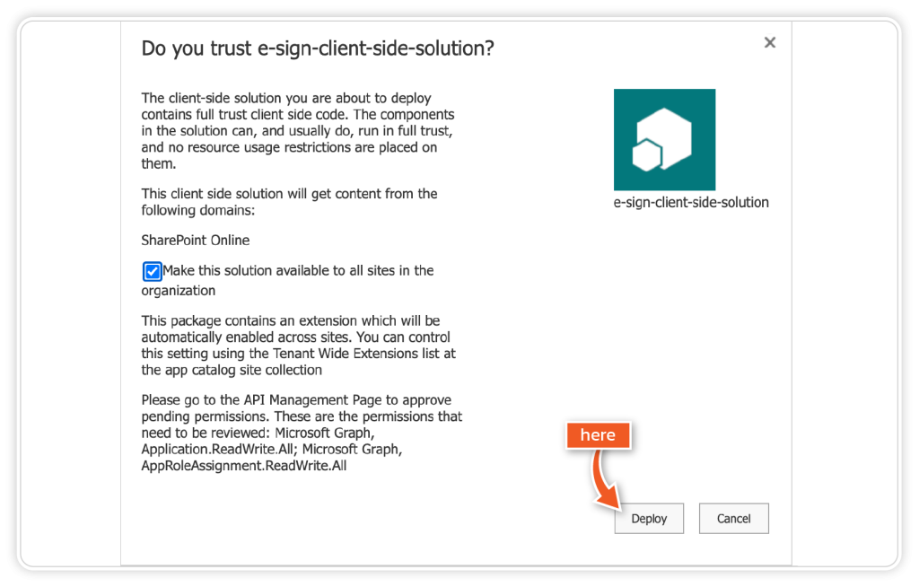 Use eSign for SharePoint step 2