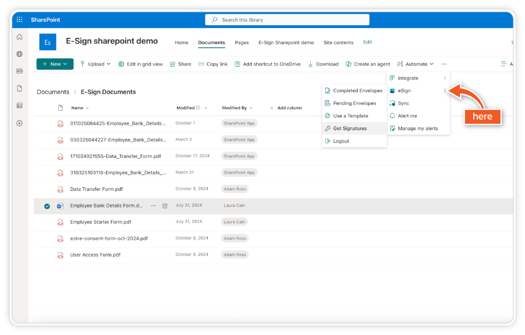 Use eSign for SharePoint step 3