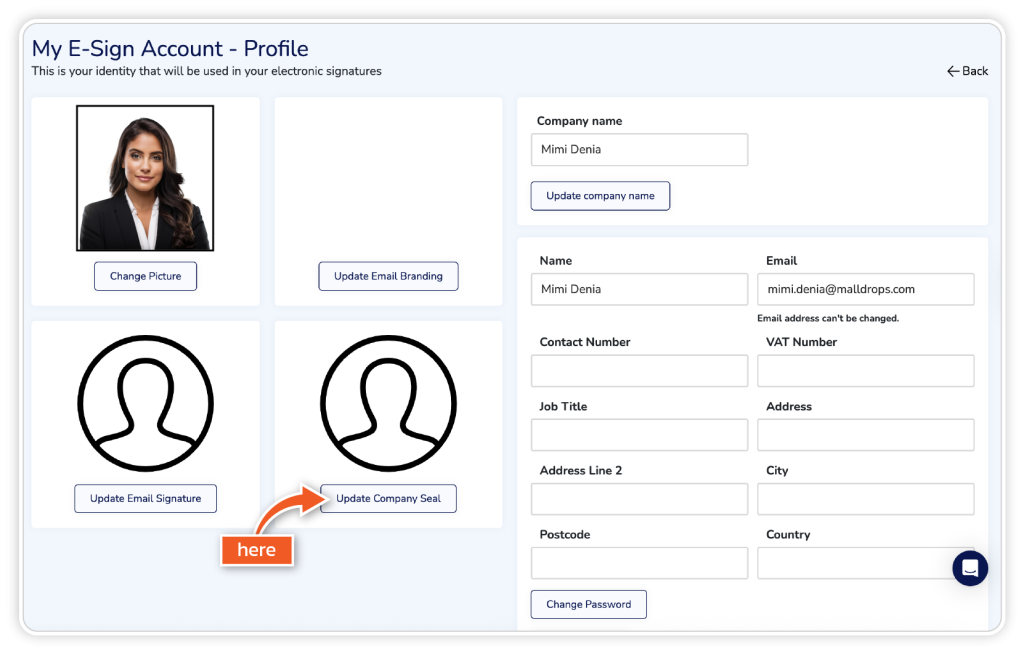 Upload a company seal step 3